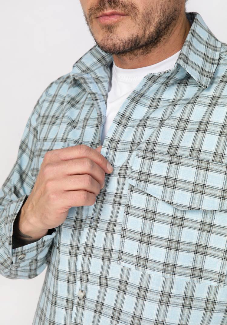 Рубашка мужская в мелкую клетку шир.  750, рис. 4