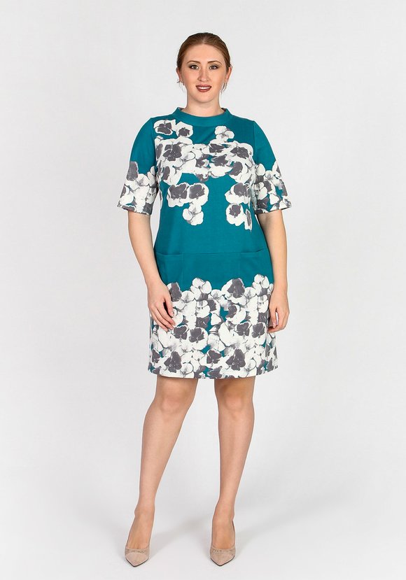 Платье с цветочным принтом и рукавом 1/2 шир.  580, рис. 1