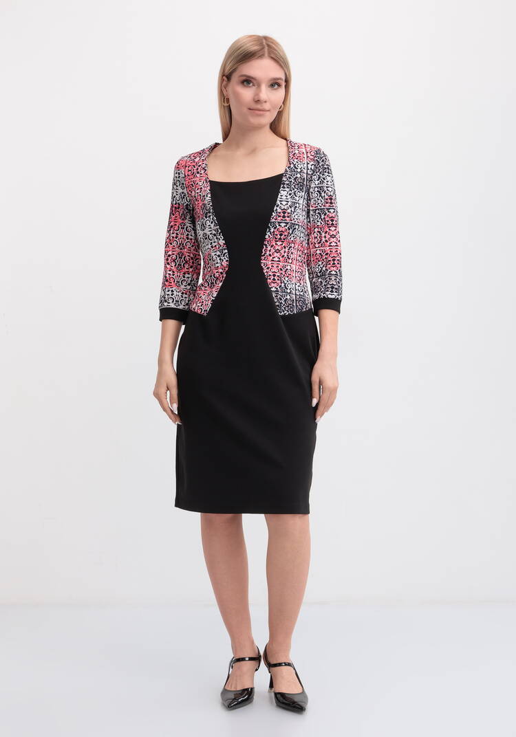 Платье классическое комбинированное из джерси шир.  750, рис. 4