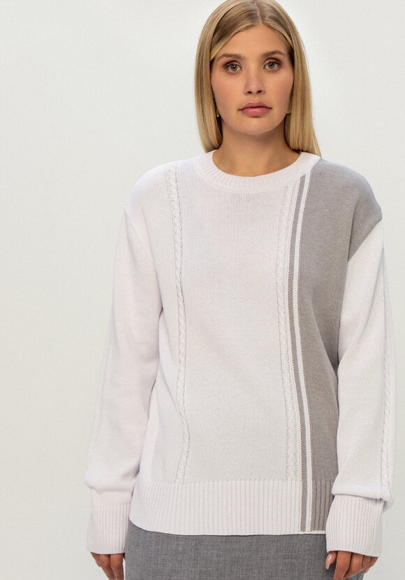 Джемпер двухцветный с косами шир.  580, рис. 4