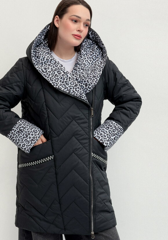 Куртка стеганая с анималистичным принтом шир.  580, рис. 22