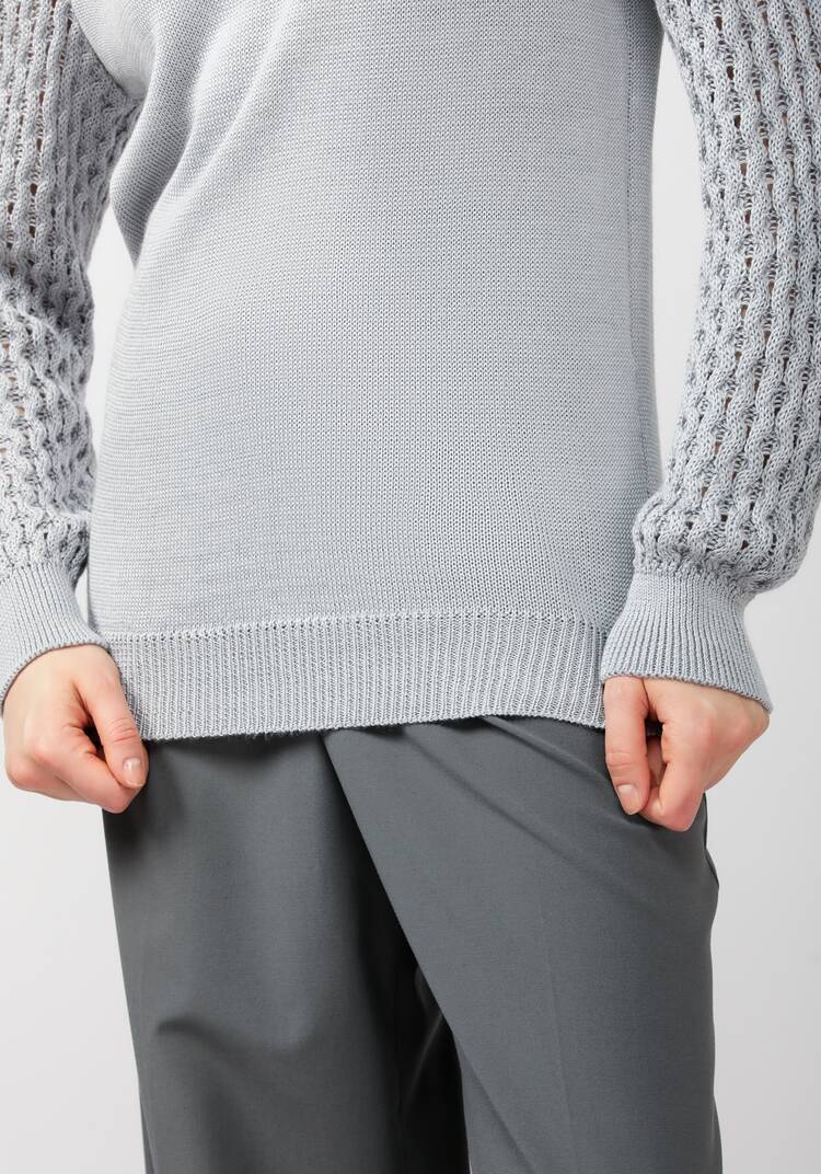 Джемпер с ажурными рукавами объемной вязки шир.  750, рис. 12