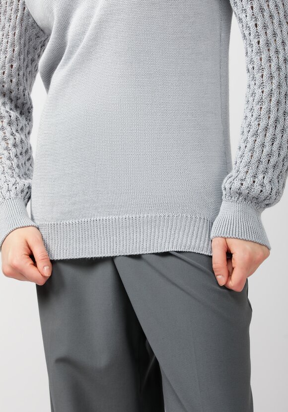 Джемпер с ажурными рукавами объемной вязки шир.  580, рис. 12