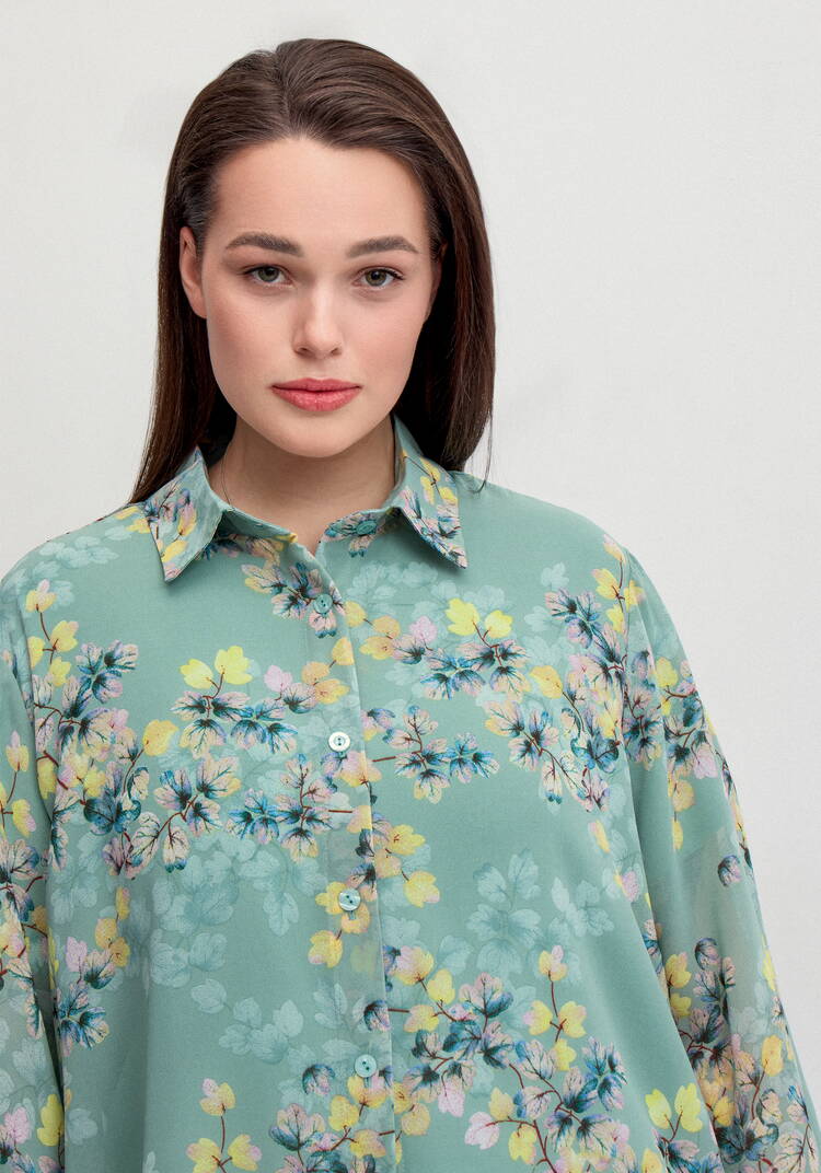 Рубашка с флористическим принтом шир.  750, рис. 5