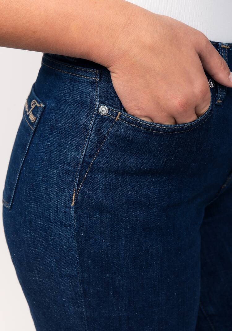 Джинсы прямого кроя с вышивкой на кармане шир.  750, рис. 5