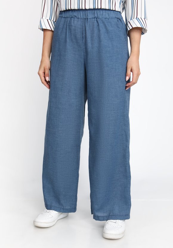 Брюки широкие из хлопка на резинке шир.  580, рис. 5