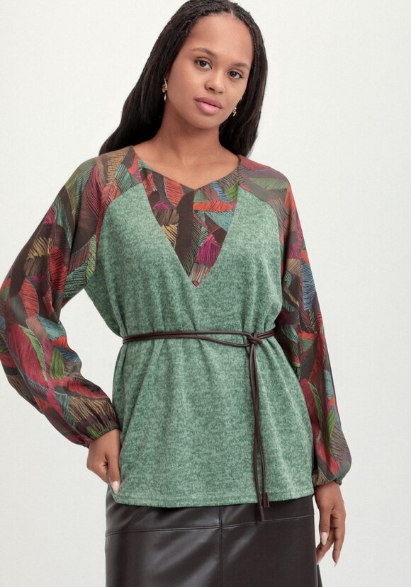 Блуза трикотажная с красочным принтом шир.  580, рис. 1