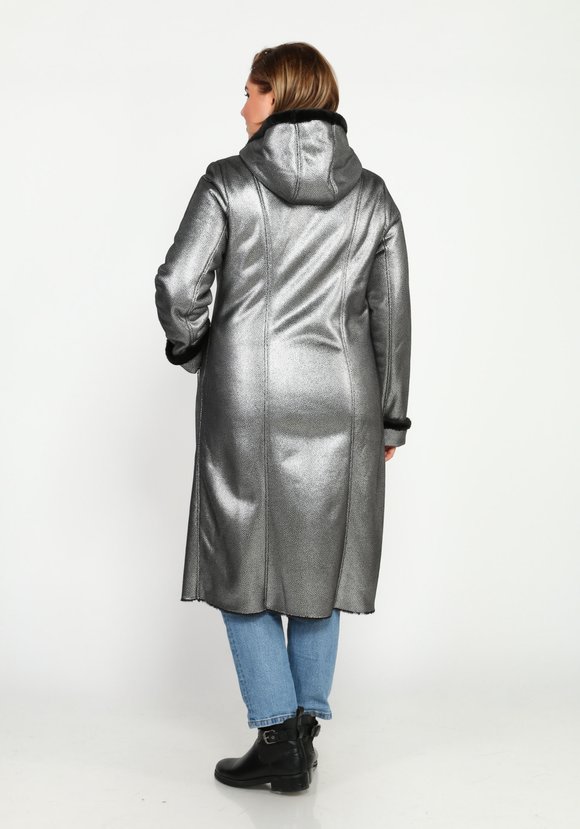 Дубленка на молнии с капюшоном и карманами шир.  580, рис. 16