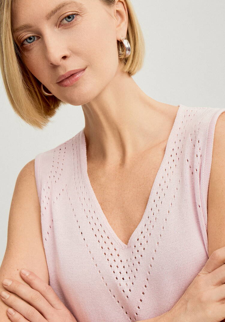 Топ женский без рукава с ажурным рисунком шир.  750, рис. 5