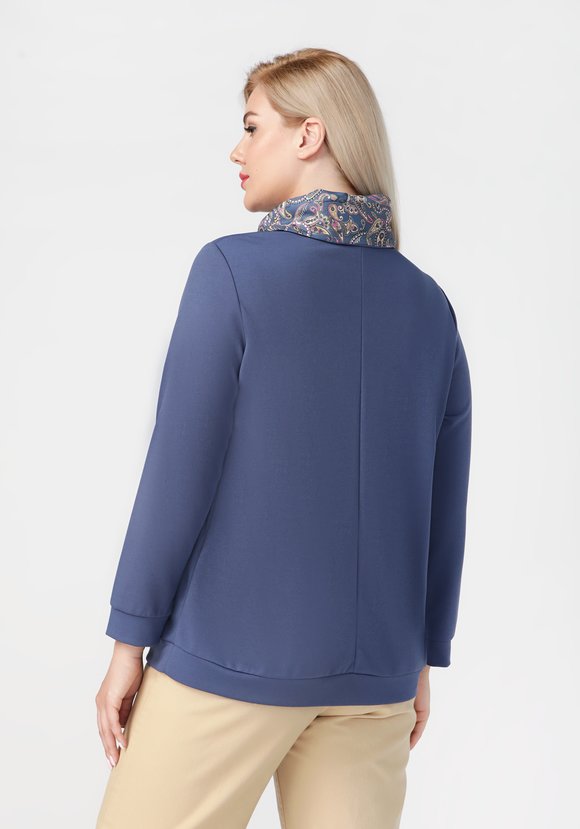 Джемпер с контрастным воротником хомут шир.  580, рис. 6