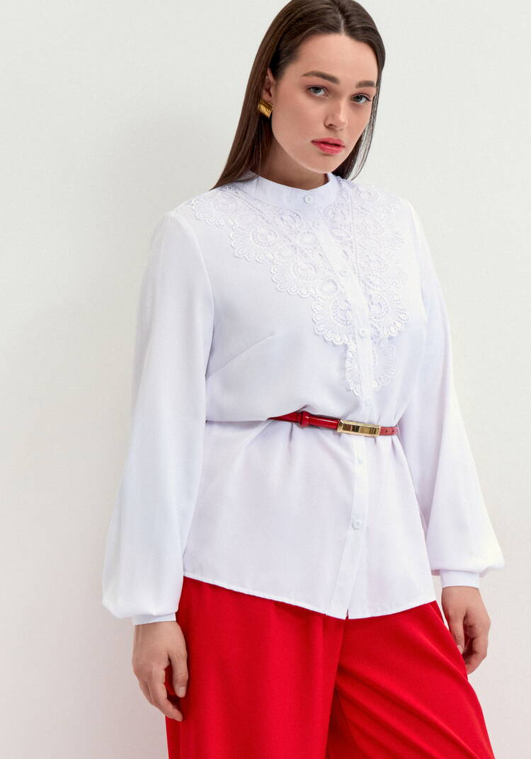 Рубашка с кружевной вставкой на груди шир.  750, рис. 6