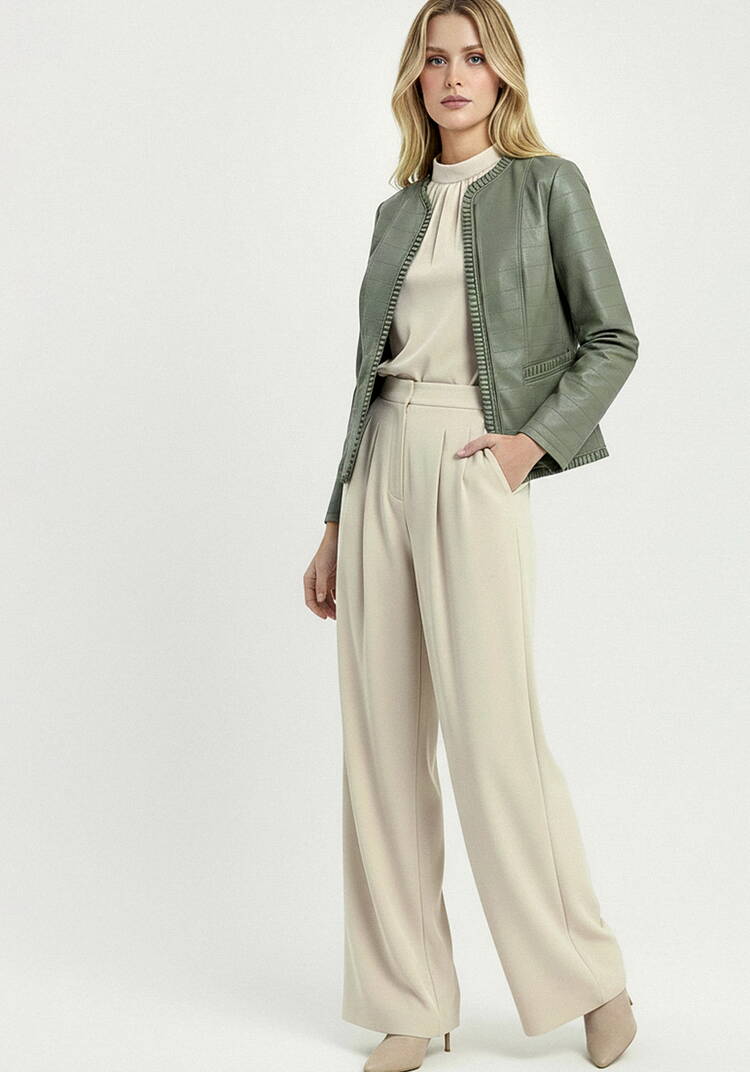 Куртка из экокожи с рюшей шир.  750, рис. 7