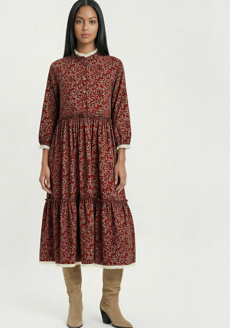 Платье ярусное с льняным кружевом шир.  750, рис. 4