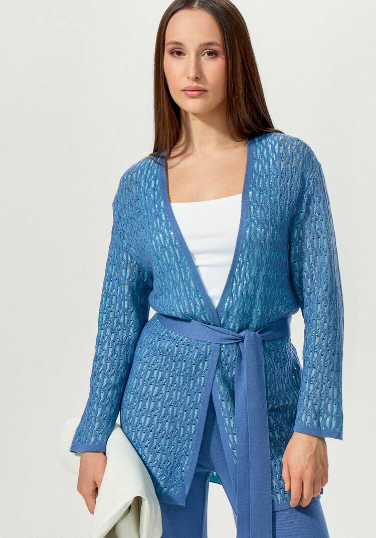 Кардиган ажурной вязки шир.  750, рис. 9