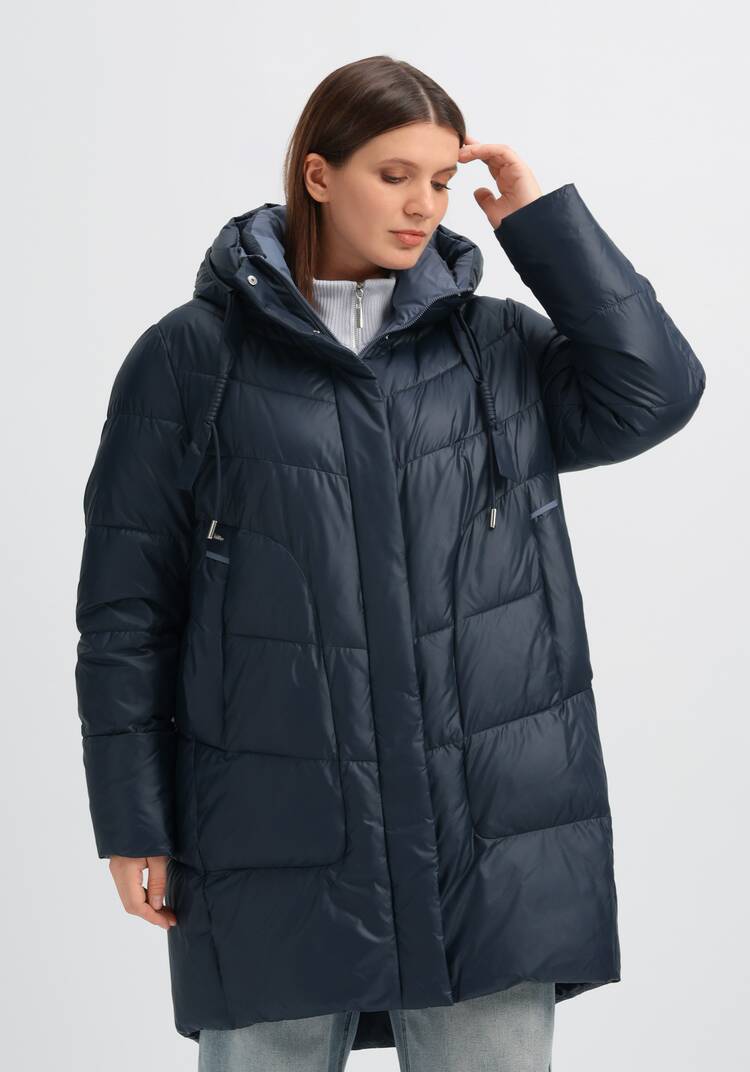 Пуховик стеганый с контрастным капюшоном шир.  750, рис. 10