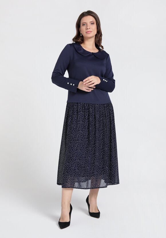 Платье с комбинированной тканью шир.  580, рис. 10