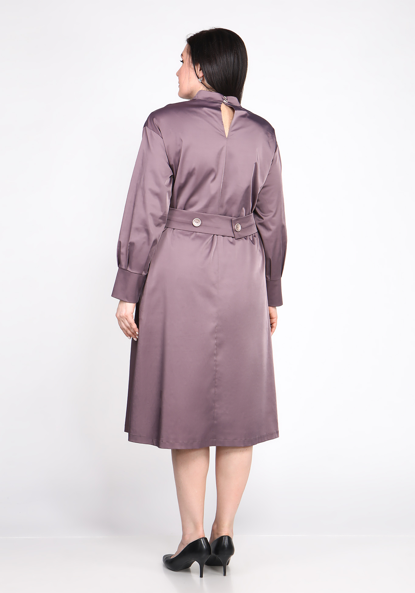 Платье с поясом на пуговицах Sarah Morenberg, размер 48, цвет тёмно-лиловый - фото 7