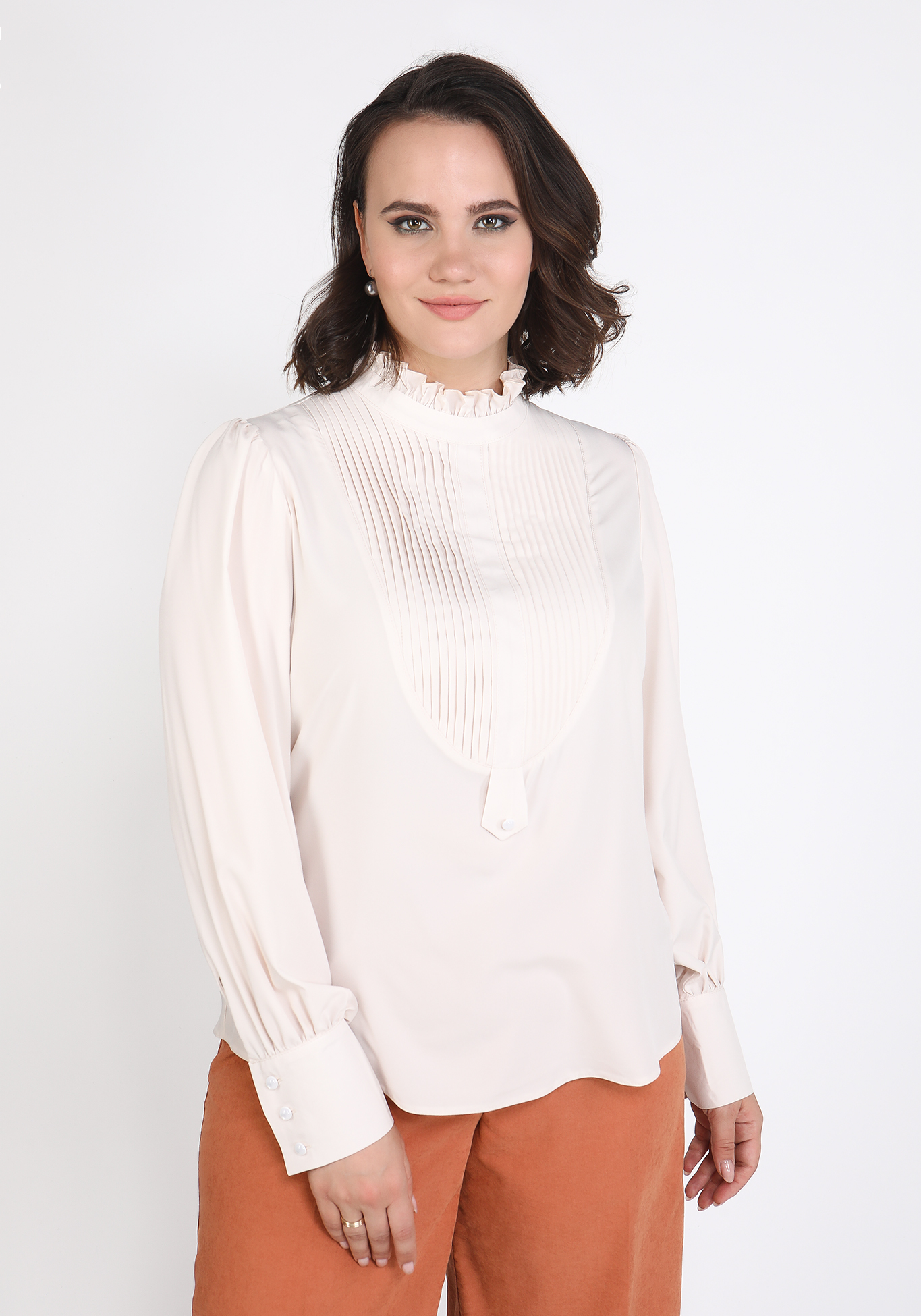 Блуза со складками на груди Victoria, размер 56, цвет бежевый - фото 5