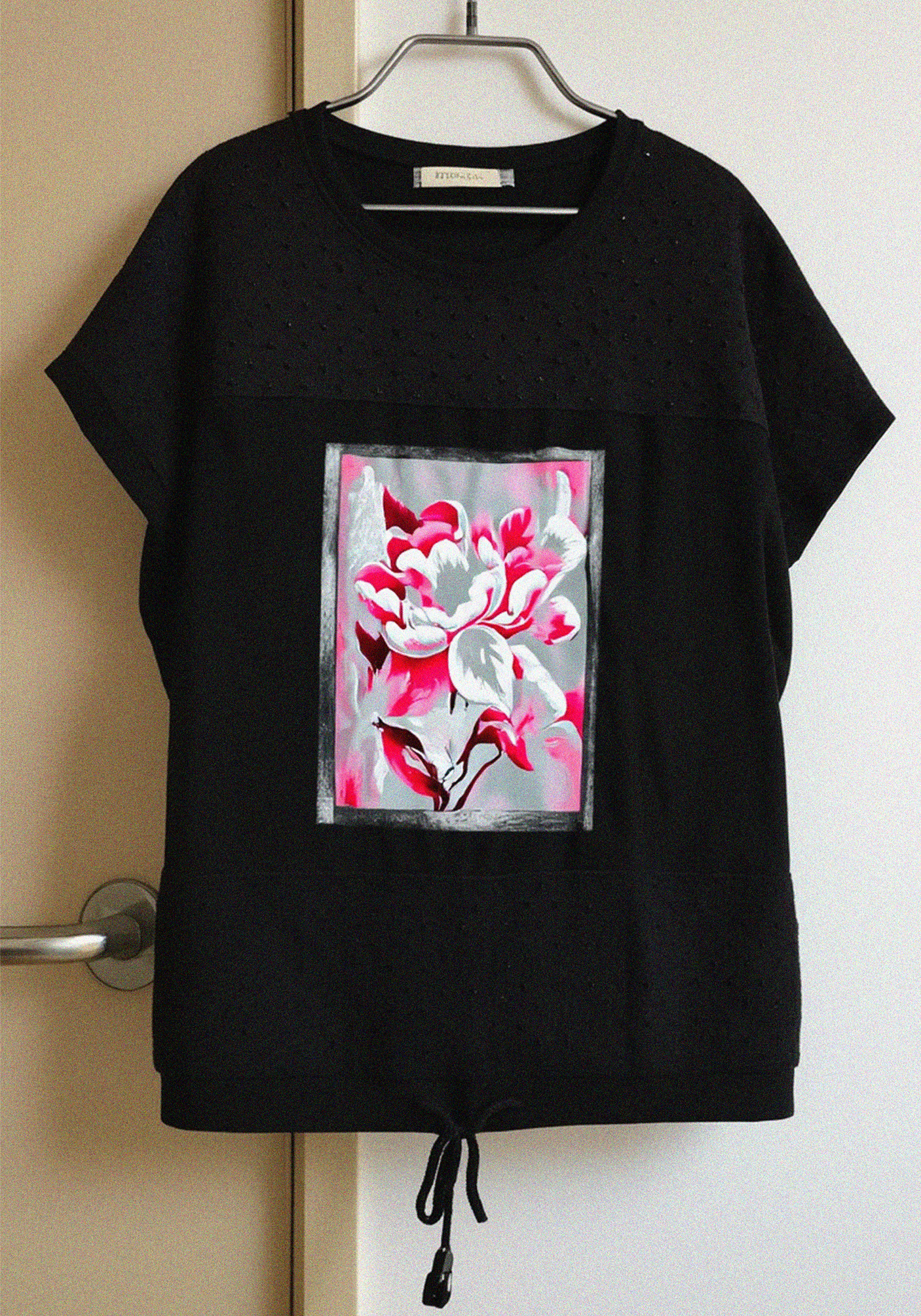 

Блуза с принтом и ажурными вставками Resale, Черный