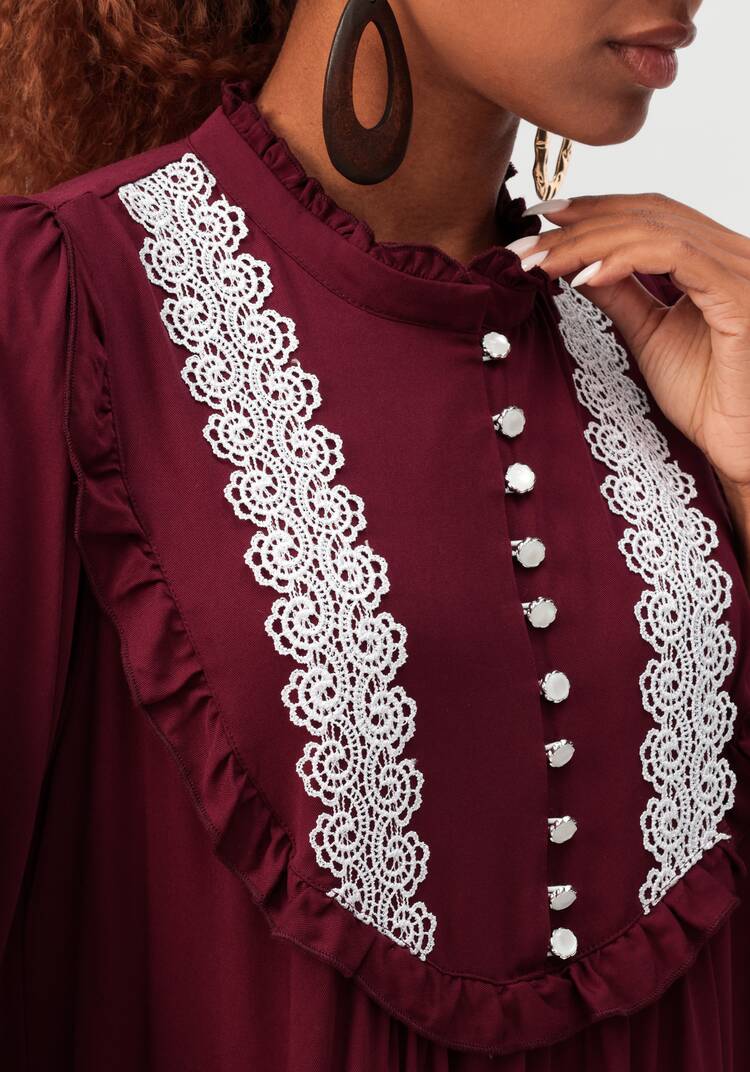 Платье с воротником-стойкой и кружевом шир.  750, рис. 14