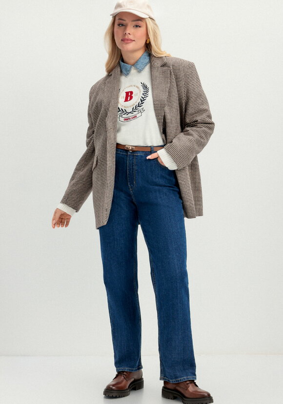 Джинсы прямые с принтом на кармане шир.  580, рис. 8