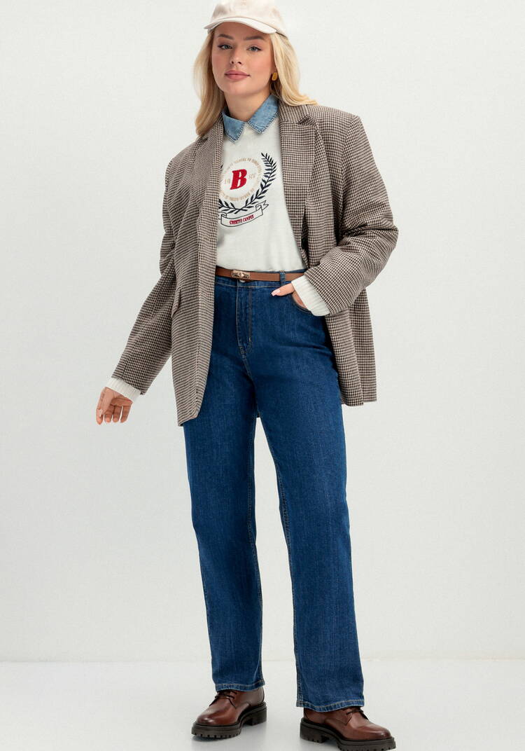 Джинсы прямые с принтом на кармане шир.  750, рис. 8