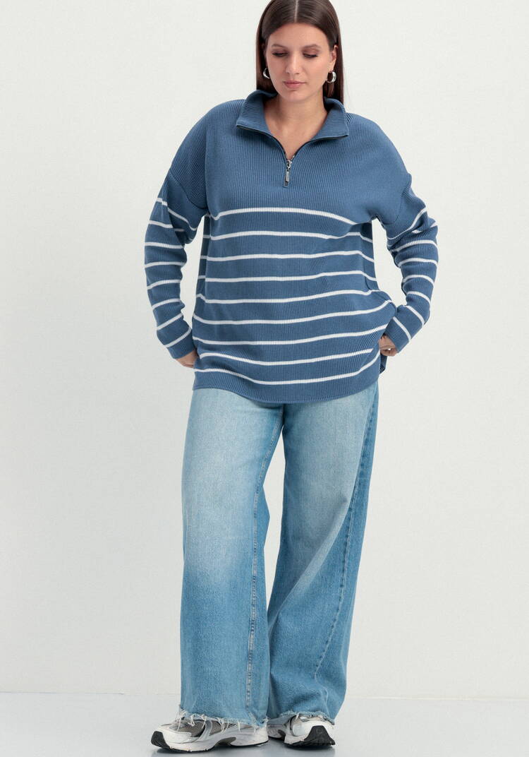 Джемпер в полоску с воротником-поло на молнии шир.  750, рис. 17