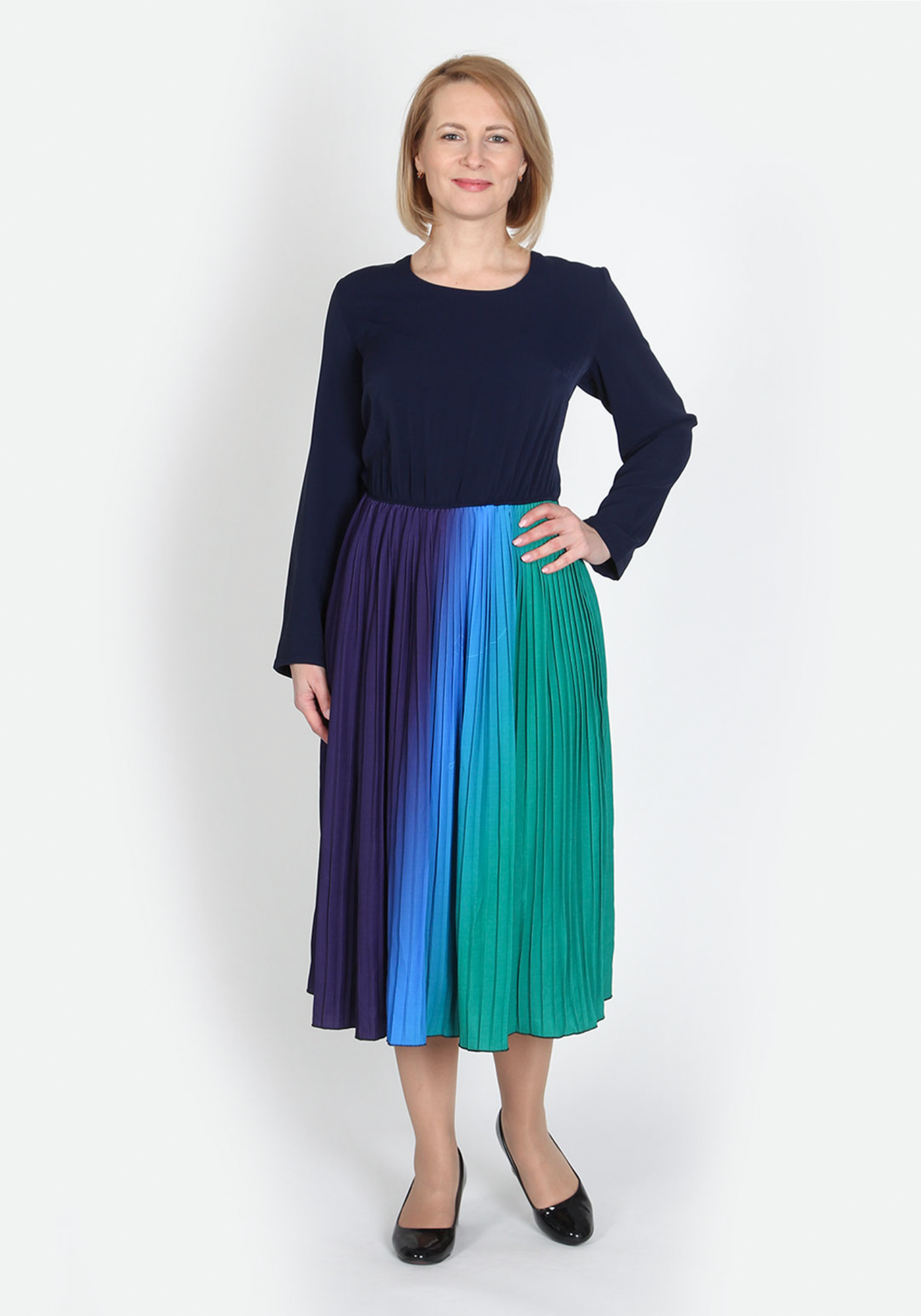 Платье плиссированное «Зафира», размер 48, цвет сине-фиолетовый - фото 1
