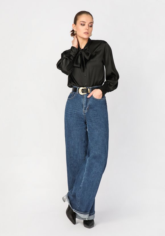 Блуза с декоративным бантом прямого силуэта шир.  580, рис. 15