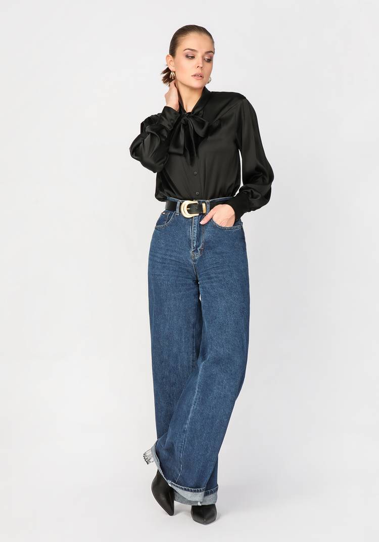 Блуза с декоративным бантом прямого силуэта шир.  750, рис. 15