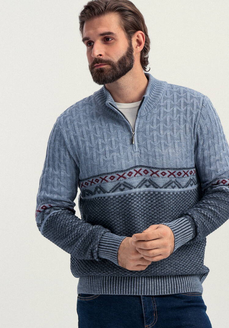 Джемпер с разными типами вязки шир.  750, рис. 8