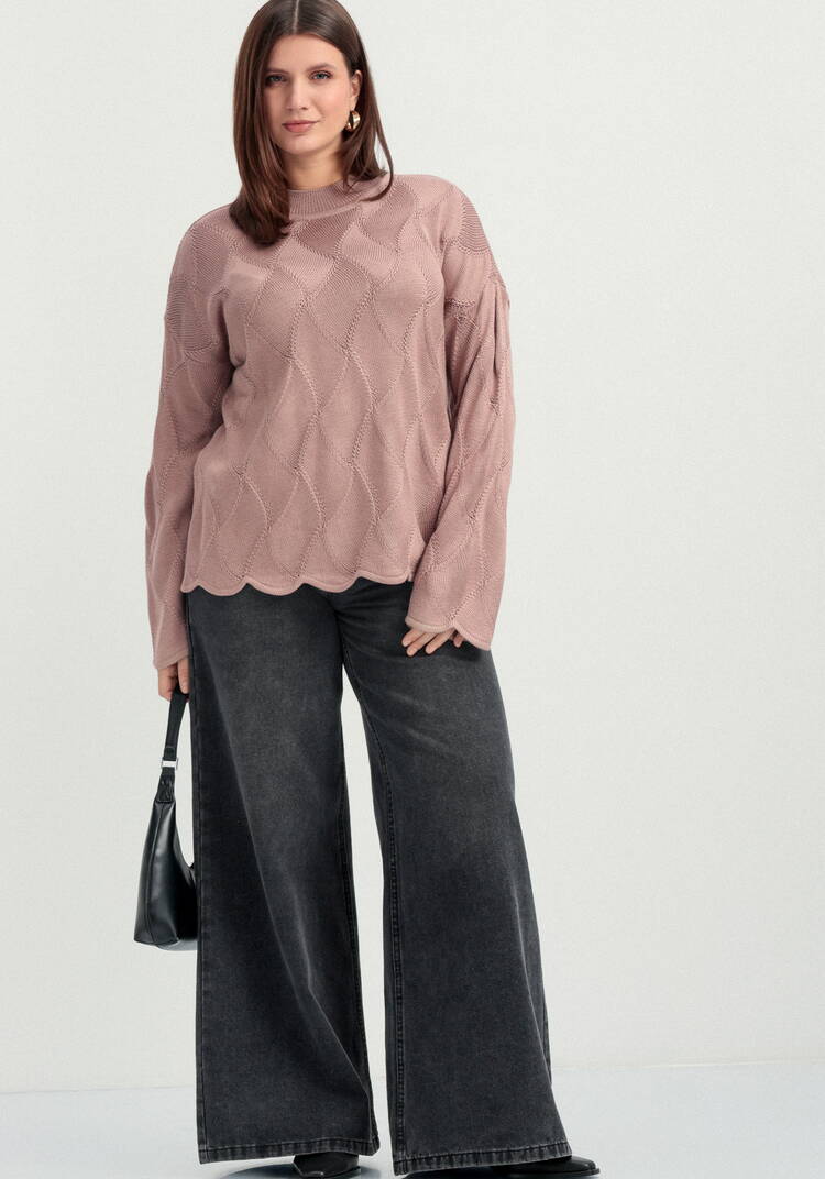 Джемпер с волнообразным краем и рисунком ромб шир.  750, рис. 7