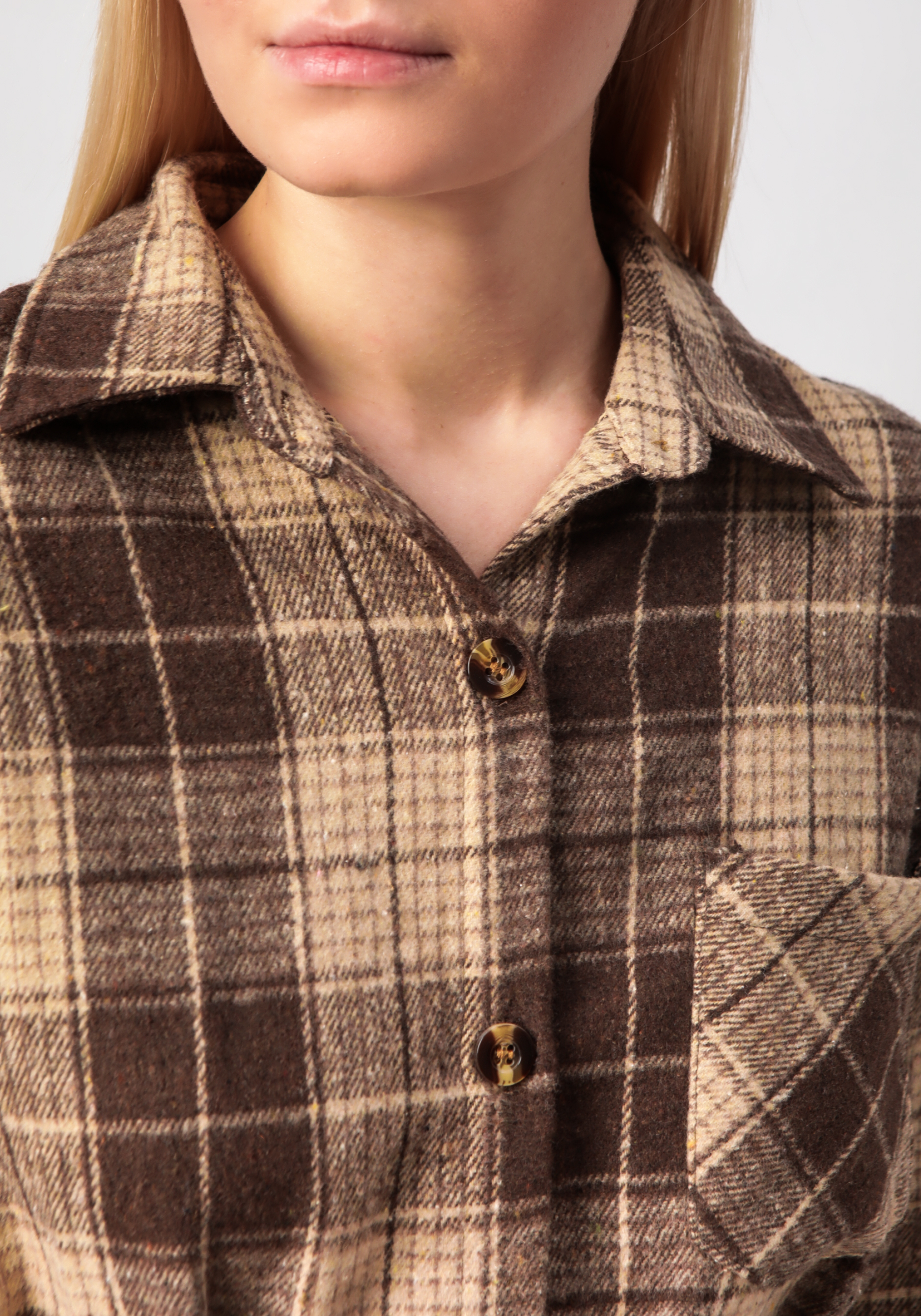 Рубашка удлиненная с поясом Alina Collection, цвет коричневый, размер 58-60 - фото 5