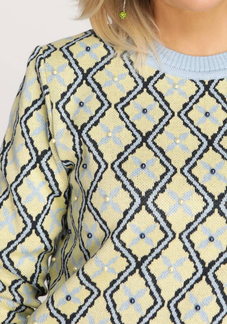 Джемпер с рисунком и декором в виде бусин шир.  750, рис. 4