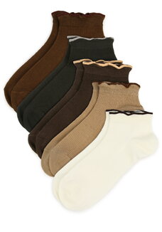 Носки женские с контрастной каемочкой, 5 пар