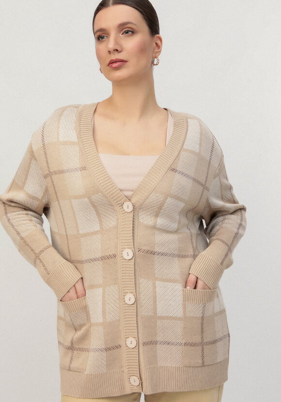 Кардиган с рисунком шахматная клетка шир.  580, рис. 9