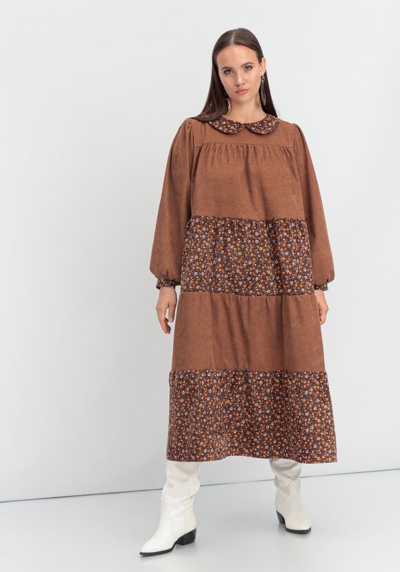 Платье из микровельвета ярусное шир.  580, рис. 26