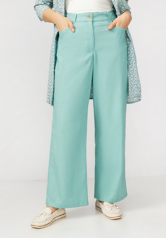 Брюки палаццо из льняной ткани шир.  580, рис. 1