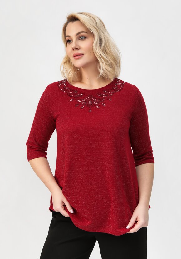 Блуза с декором из страз по горловине шир.  580, рис. 1