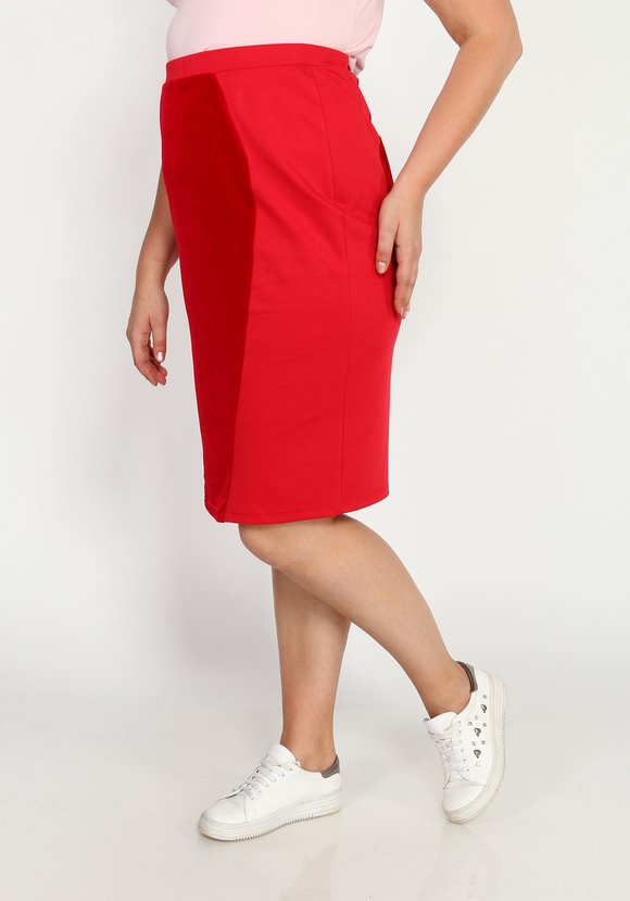 Юбка на резинке с бархатной вставкой шир.  580, рис. 1