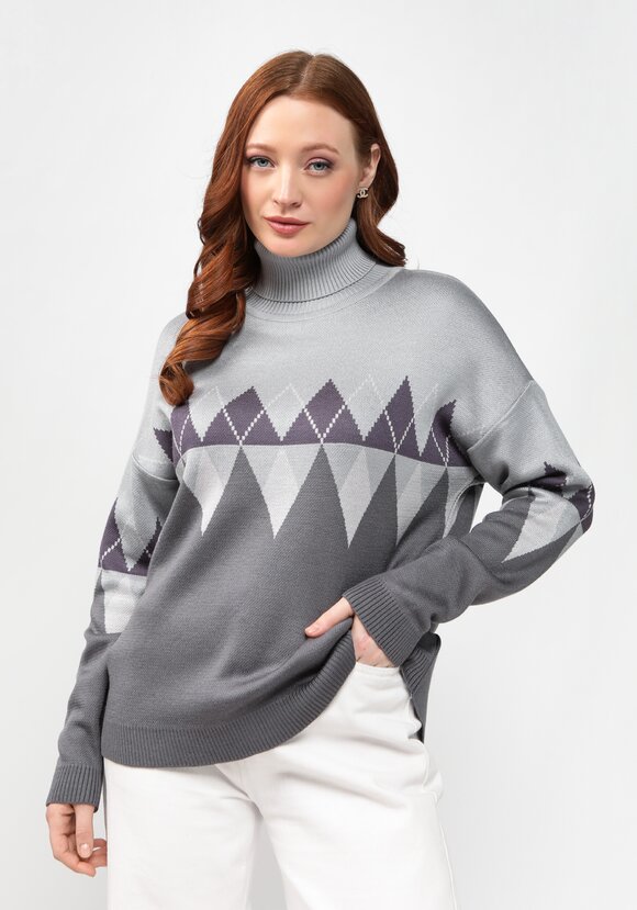 Джемпер с принтом ромб и высоким горлом шир.  580, рис. 10