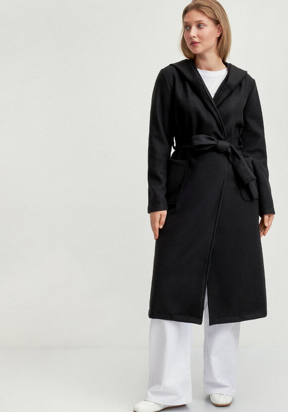 Пальто удлиненное на запах с разрезами шир.  580, рис. 22