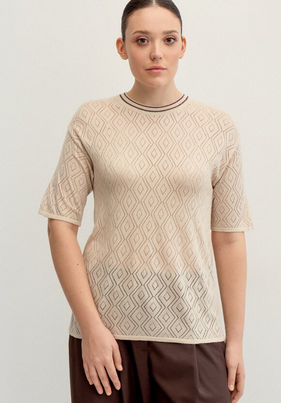 Джемпер с ажурными ромбами и метанитью шир.  580, рис. 11