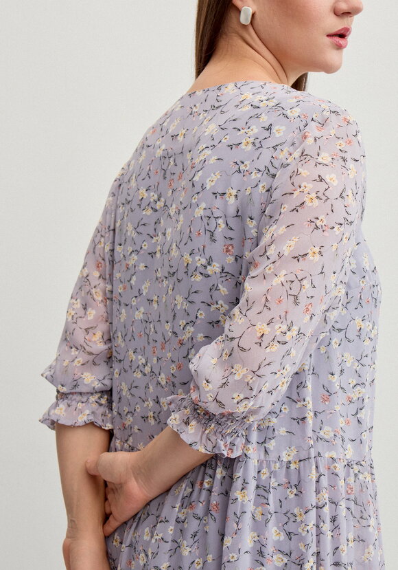 Платье миди из шифона с принтом шир.  580, рис. 19