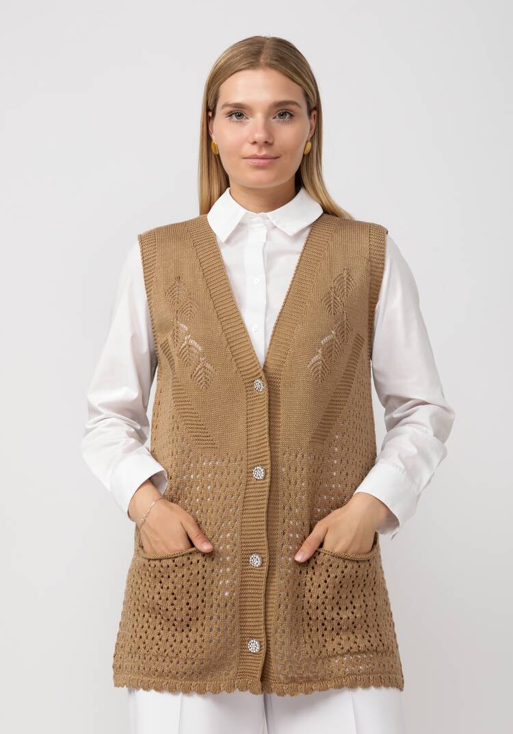 Жилет с ажурным рисунком шир.  750, рис. 1