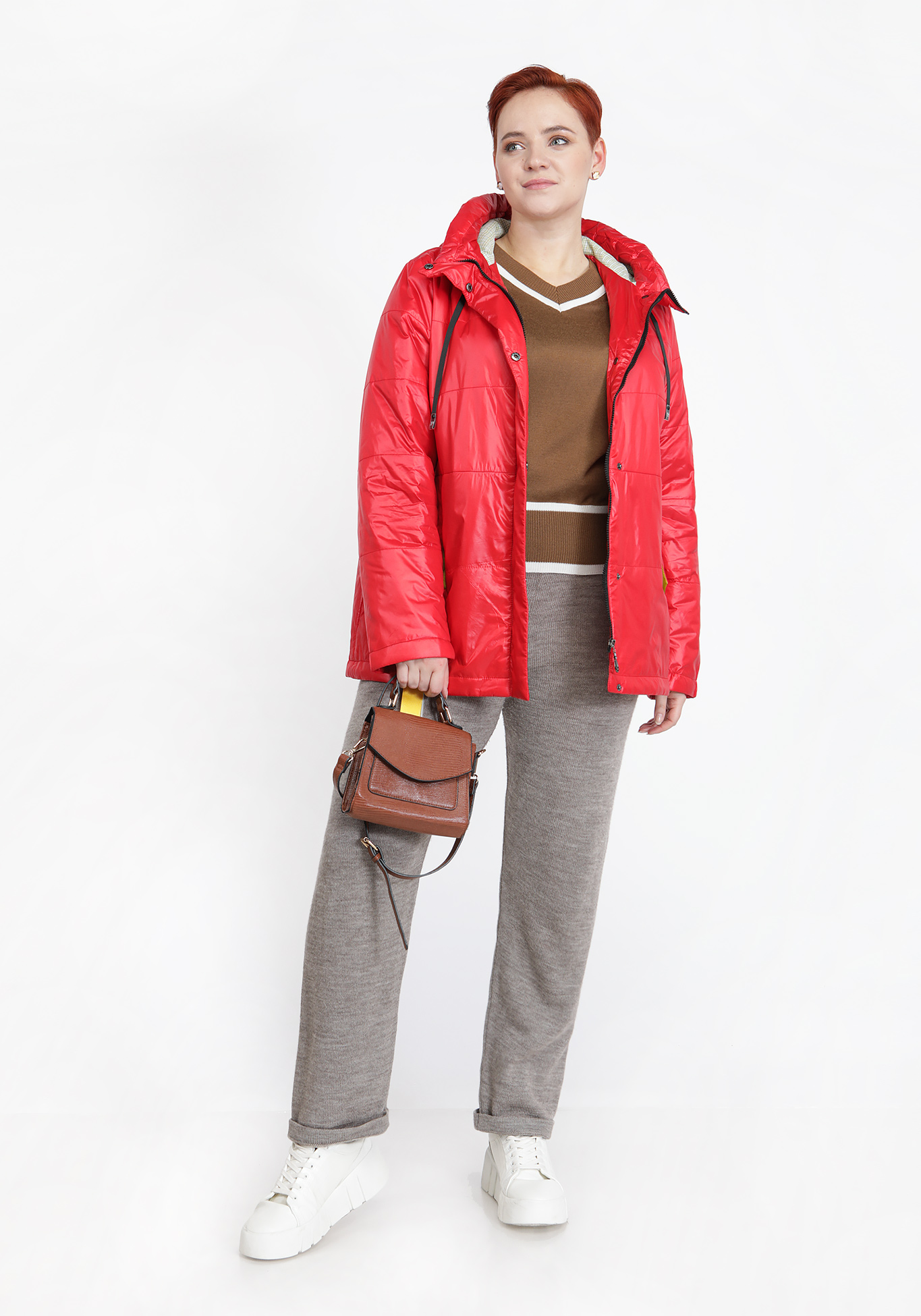 Куртка с декором на кармане, размер 48, цвет красный - фото 8