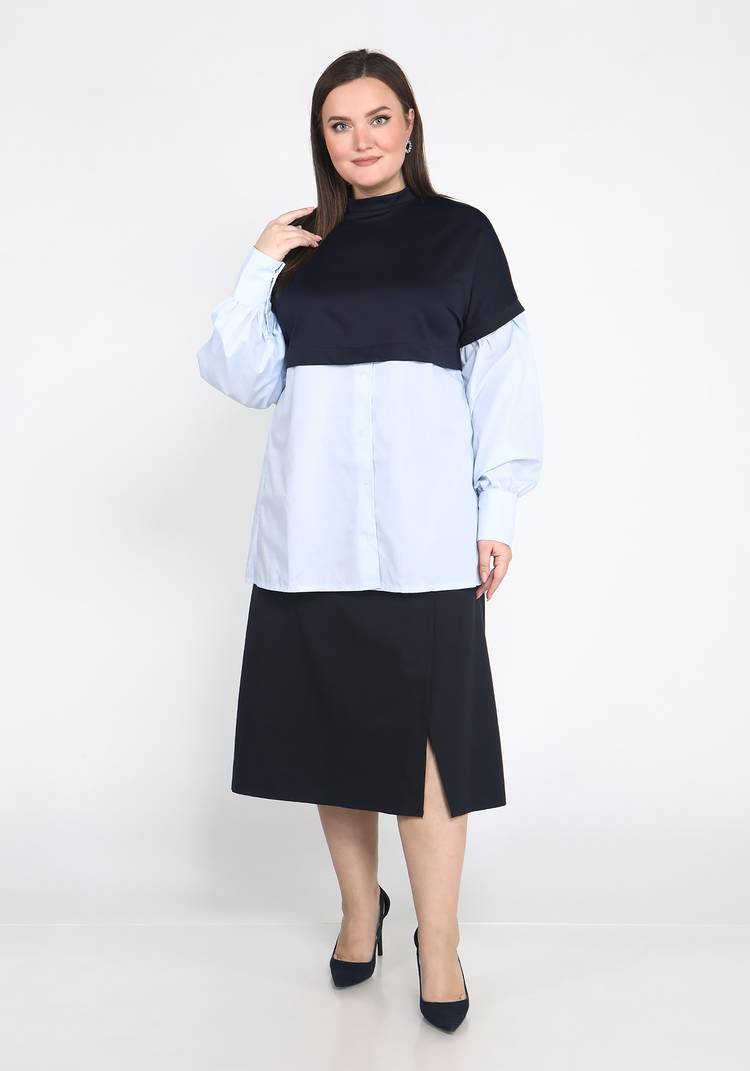Блуза двухцветная с длинным рукавом шир.  750, рис. 1