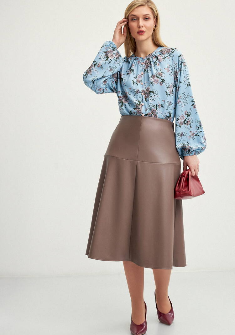 Блуза с цветочным принтом на пугoвицах шир.  750, рис. 6