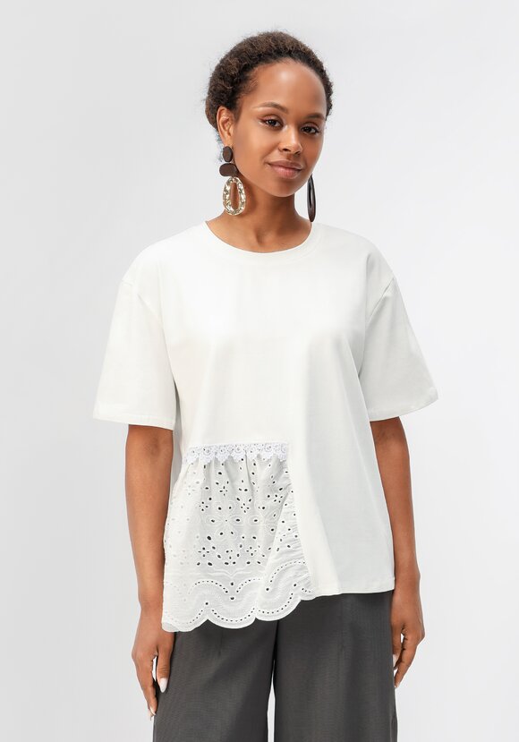 Блуза свободного кроя с вставкой из шитья шир.  580, рис. 4