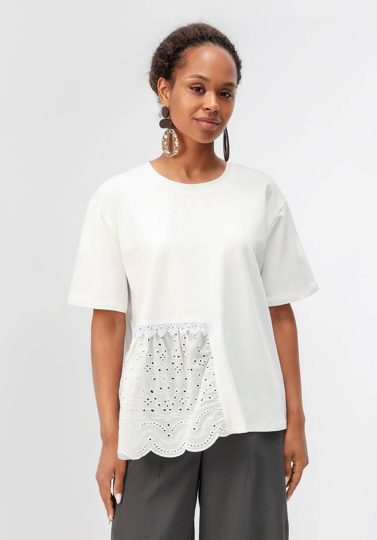 Блуза свободного кроя с вставкой из шитья шир.  750, рис. 4